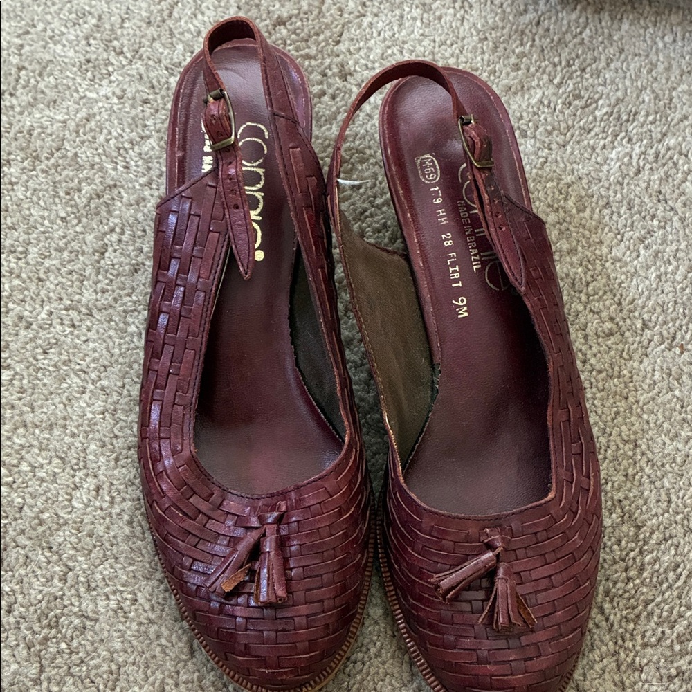 CONNIE Women's Dark Red Woven Mules